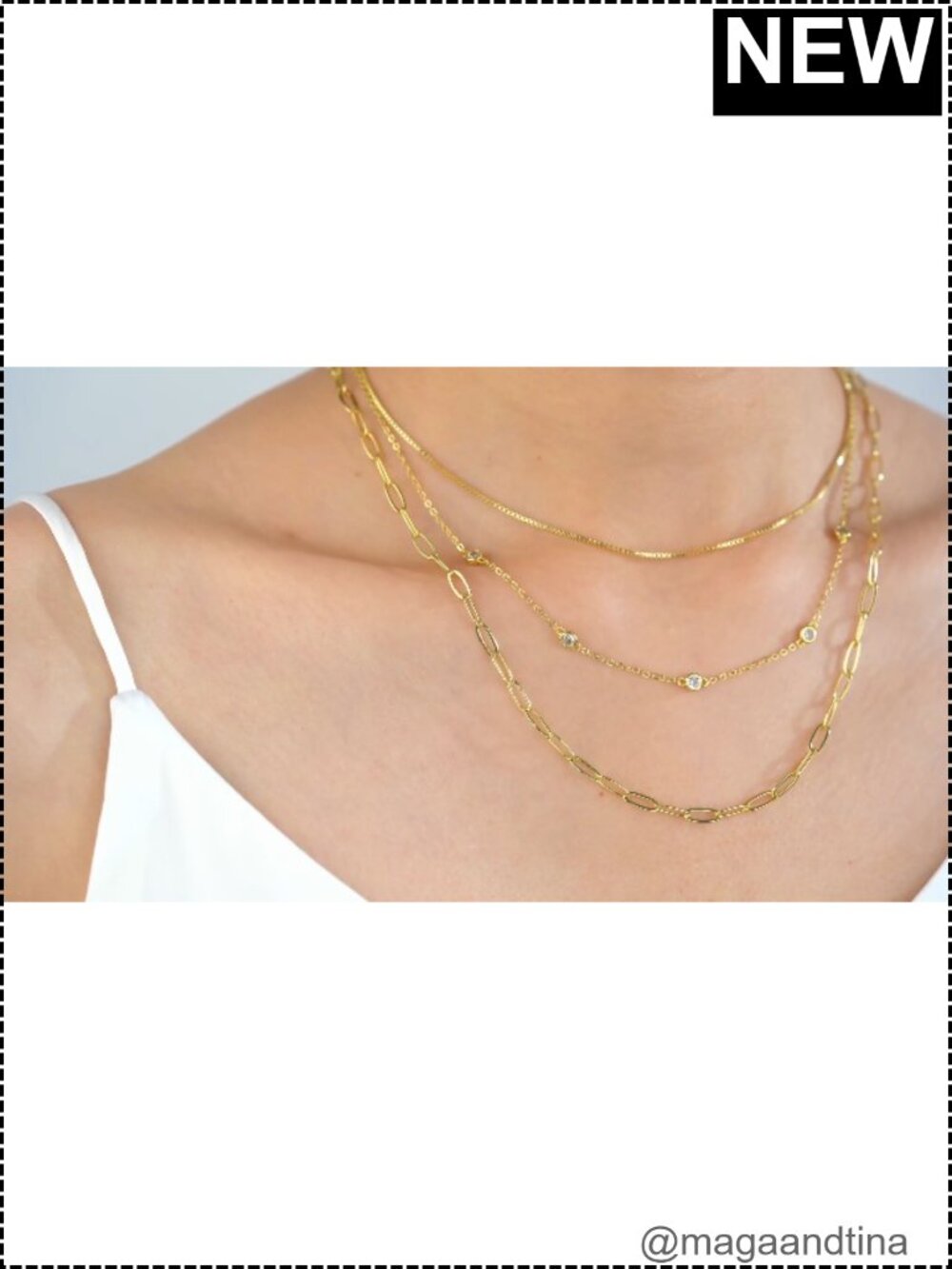 Layered 14k Gold Plated Necklace Set for Women Stack Jewelry